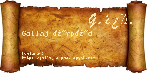Gallaj Árpád névjegykártya